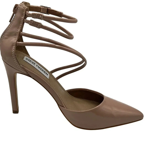 Steve Madden Womens 6M Ciena Pointed Toe Strappy Nude Heels Minimalist Stiletto - Picture 8 of 16
